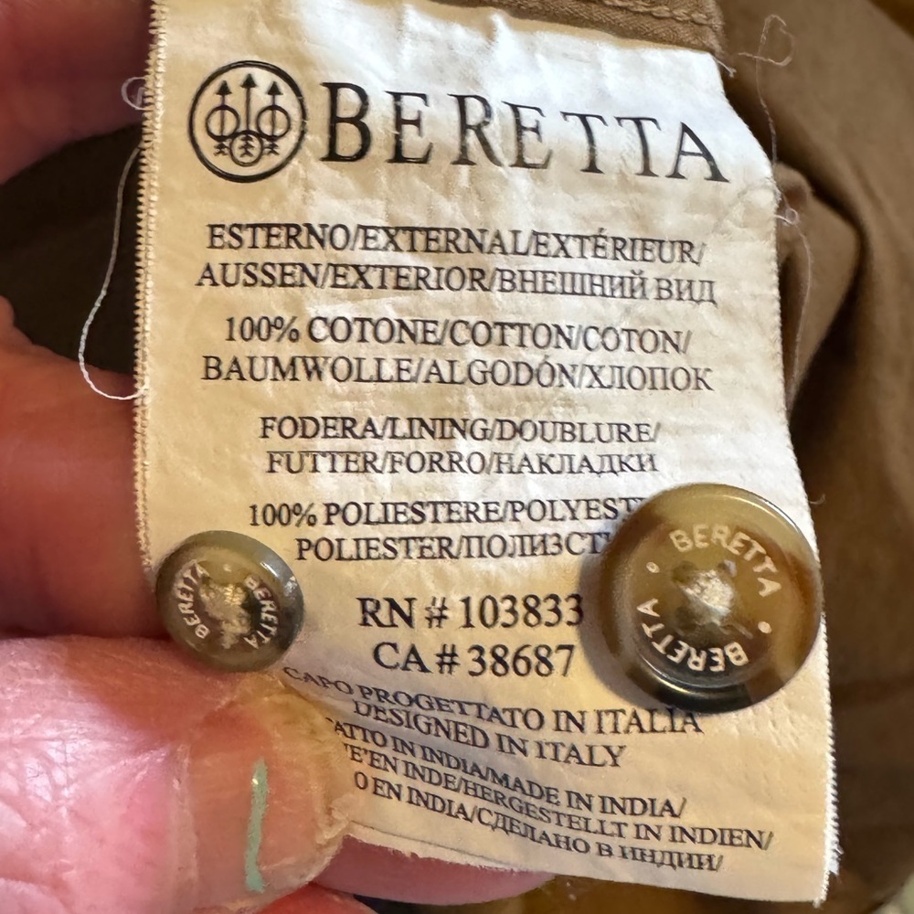 Beretta Classic Beige Button-Up Field Utility Jacket Men’s XL Cotton MultiPocket - Picture 6 of 6